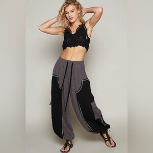 POL Crochet NWOT Solid Pattern Thermal Knitted Bottom Floral Embroidery- SMALL